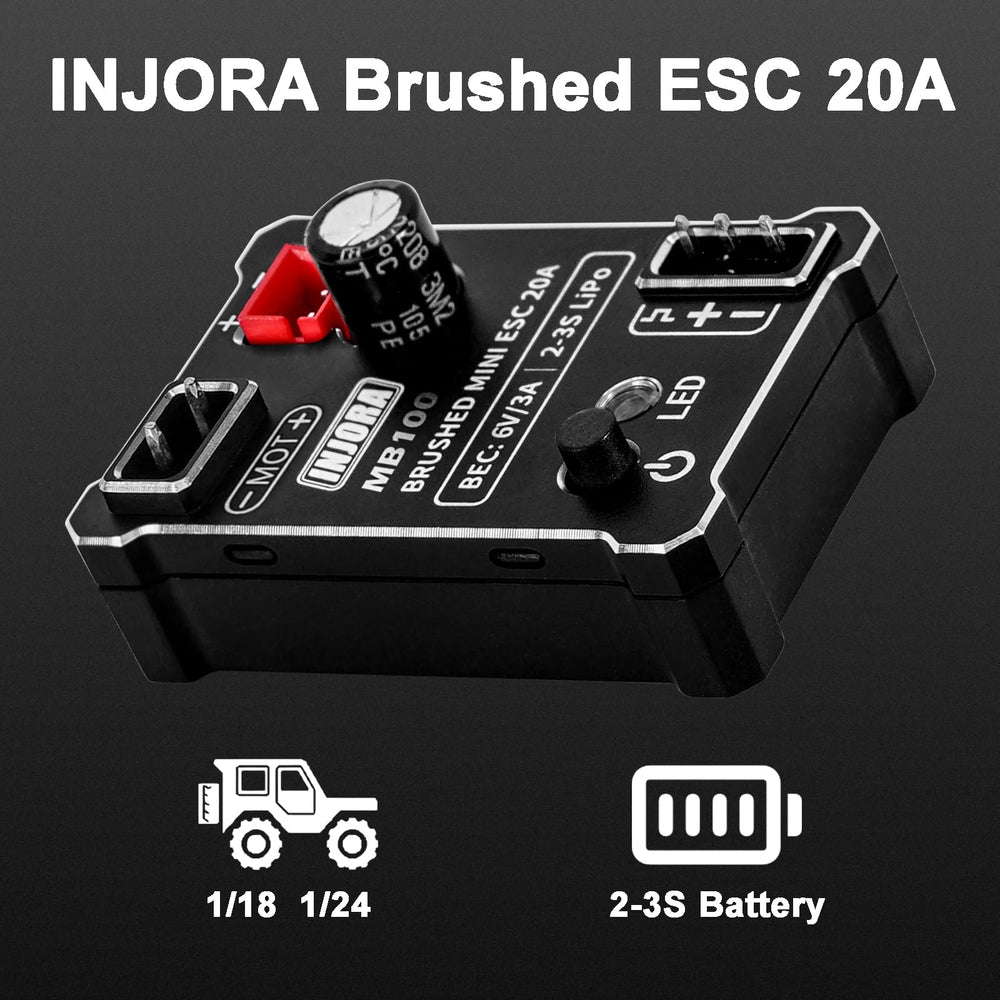 INJORA MB100-R80 ESC built-in 6V BEC detail for steady power