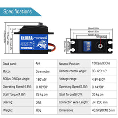 INJORA compact 40mm servo fits tight crawling chassis