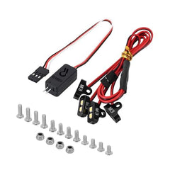 INJORA 4LED rock lights with controller, front view, undercar illumination.