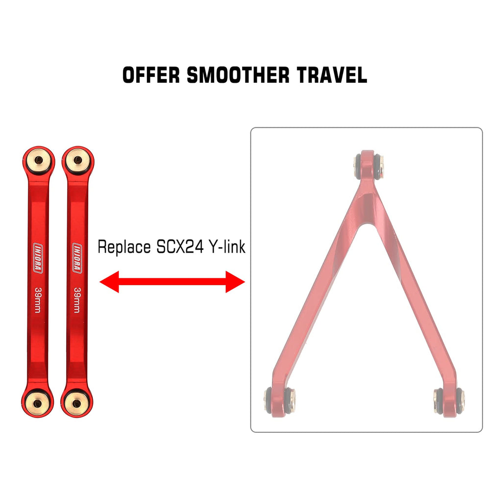 INJORA SCX24 Y-link replacement in red for smoother drive with less friction