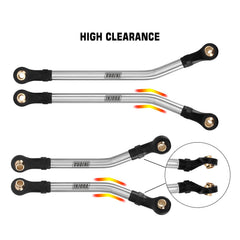 INJORA high-clearance links close-up with brass balls for added strength.
