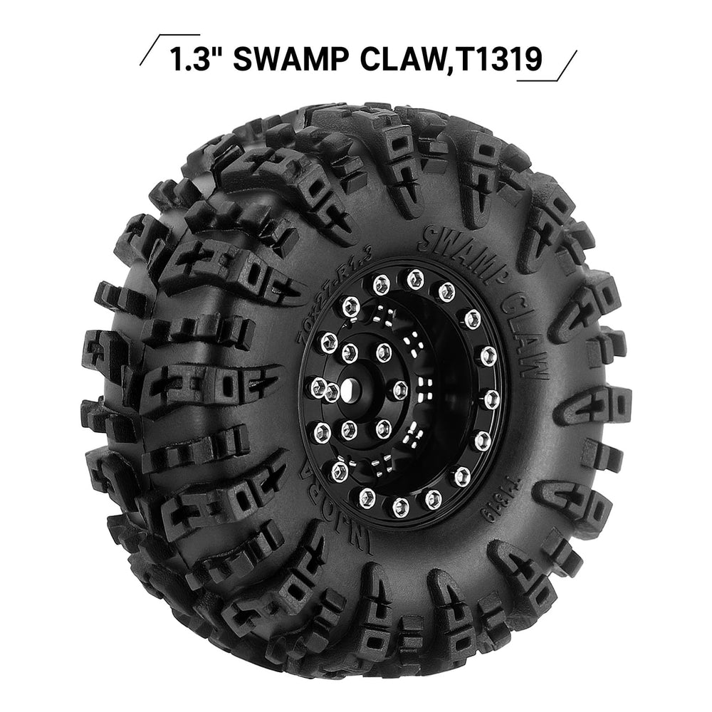 INJORA Swamp Claw tread close-up reveals sticky compound for traction.