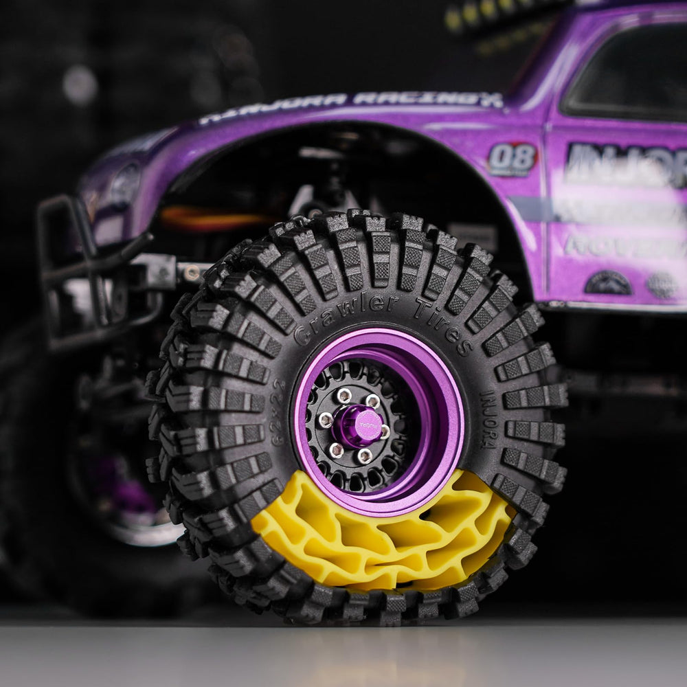 INJORA tire assembled pair shows complete upgrade kit ready to install