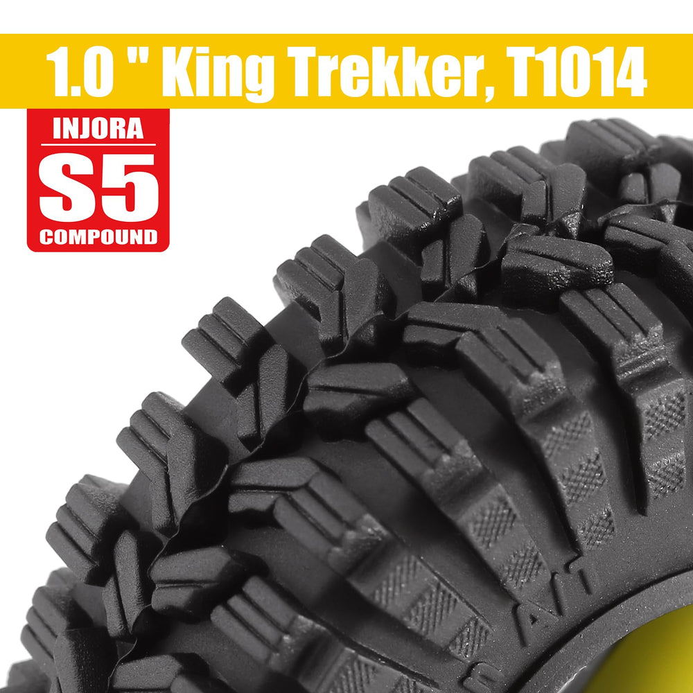 INJORA 1.0 tire tread close up shows multi curve siping for grip