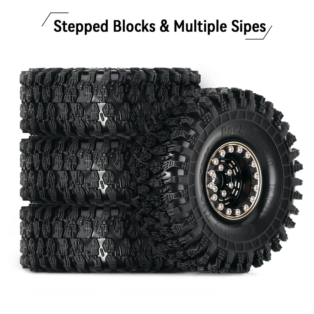 Tires mounted on compatible 1/18 wheels for SCX24, FCX24, TRX4M