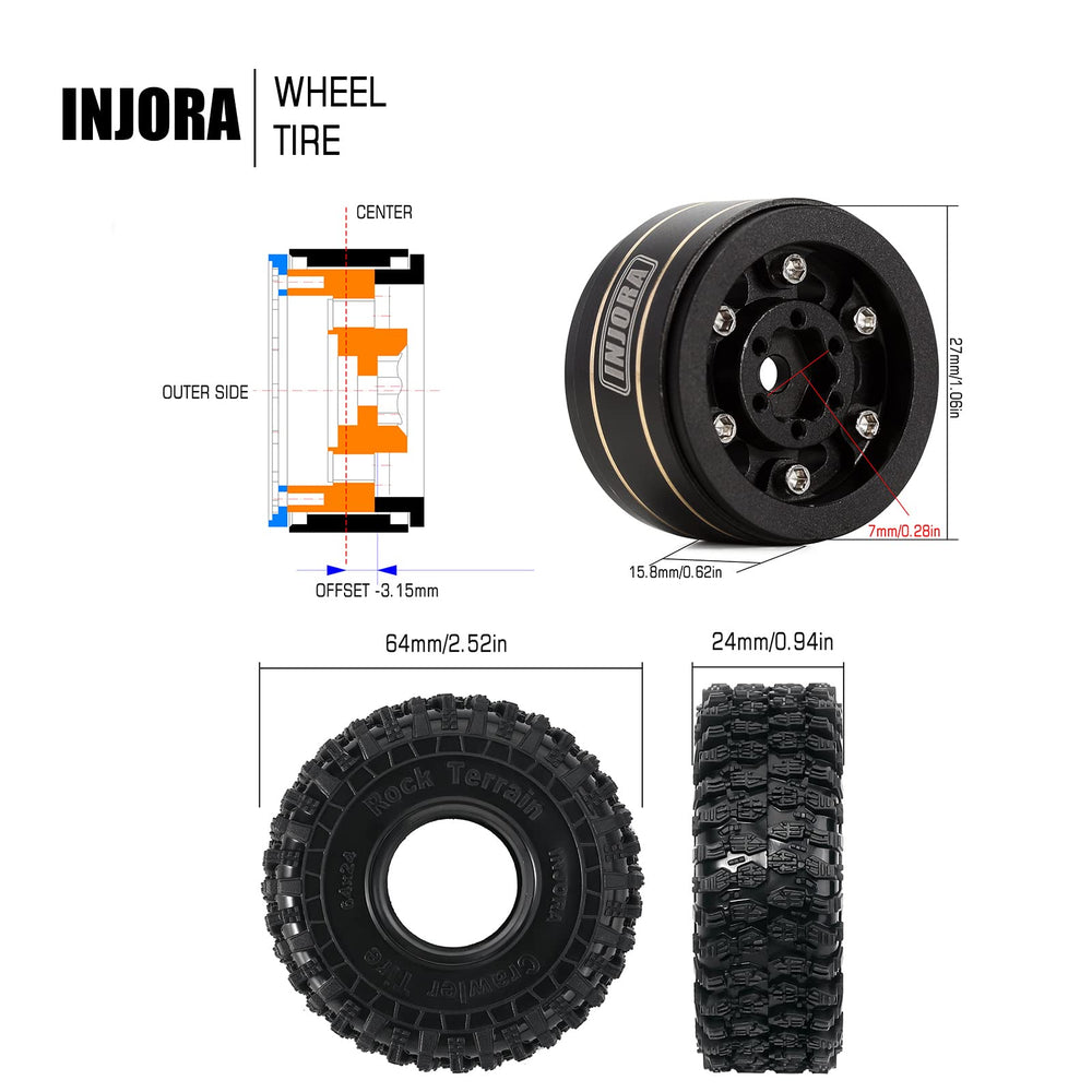 INJORA 1.0 tires with stepped blocks and sipes on rocky terrain