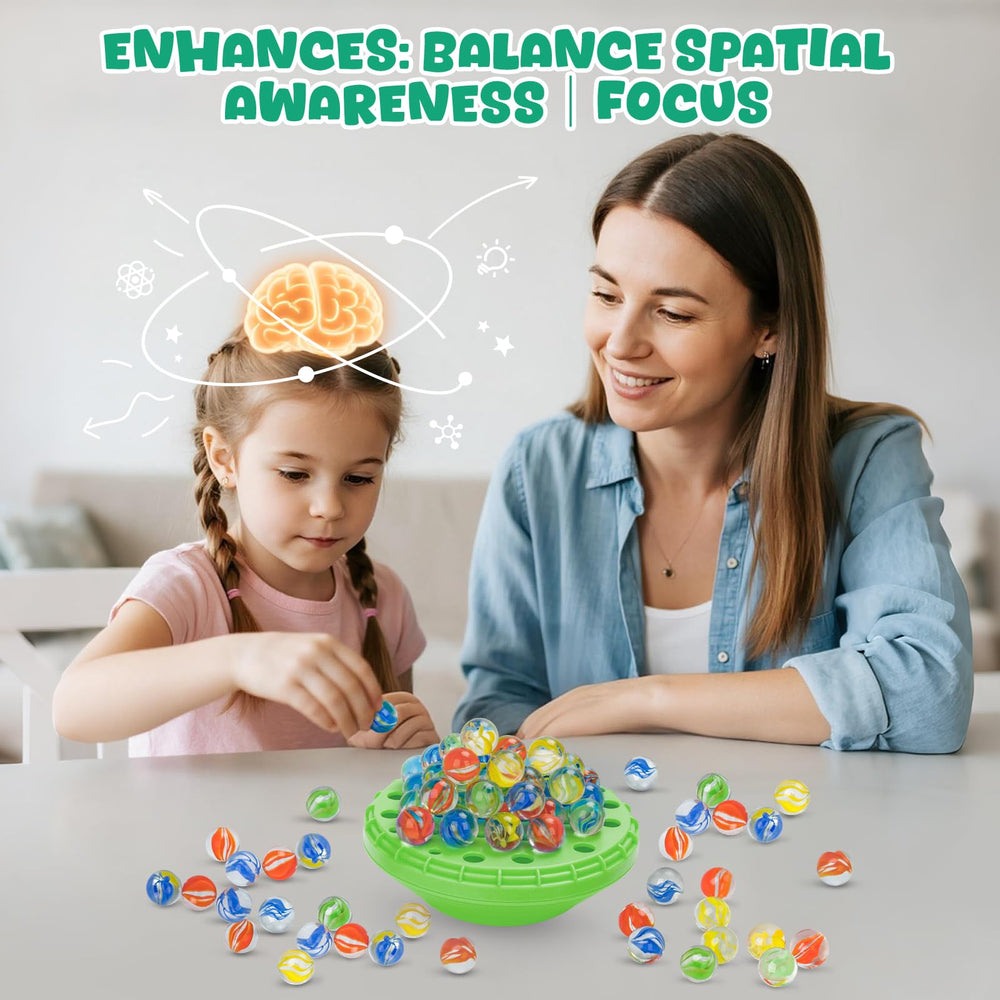 INKZOO Marble Balance Game with built-in storage keeps marbles organized