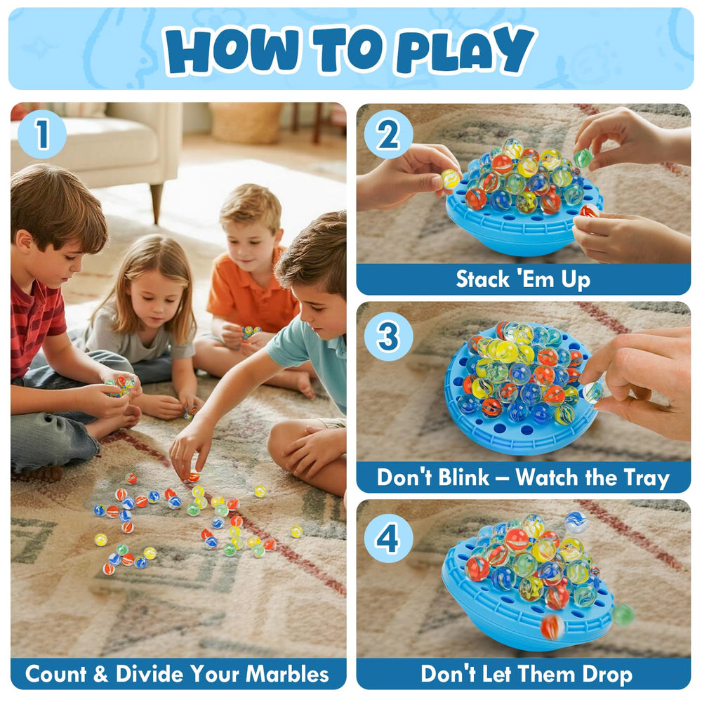 INKZOO Marble Balance Game built-in storage keeps marbles organized