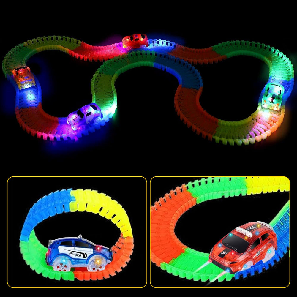INLAIER track car blue police glow fuels imaginative racing