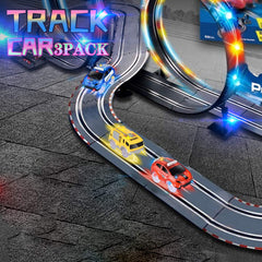 INLAIER glow cars race on flex track for versatile layouts