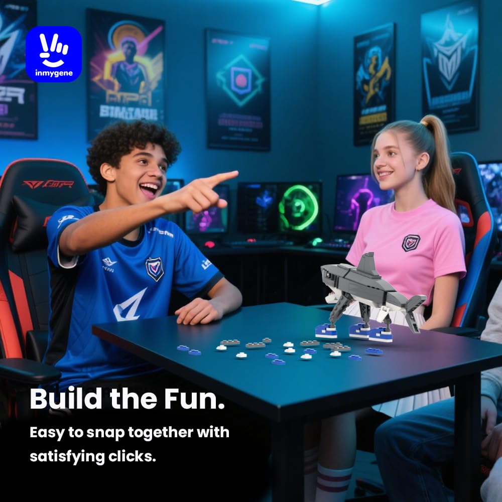 Inmygene poseable shark jaw enables dynamic poses and storytelling.