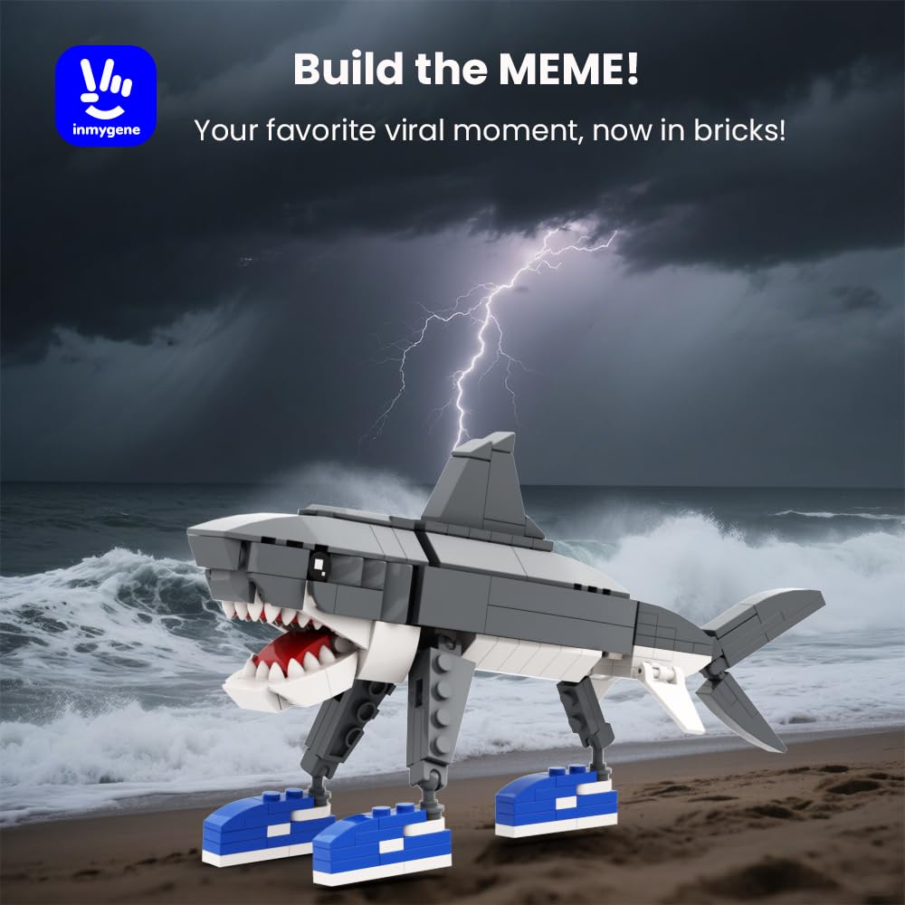 Inmygene shark under construction prompts kids to build and imagine memes.