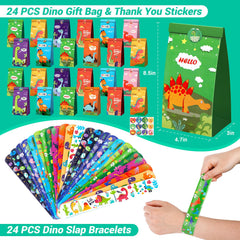 INNOCHEER dinosaur slap bracelets adding classic party flair.