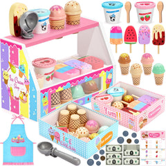 INNOCHEER ice cream counter promotes imaginative play and shop skills.