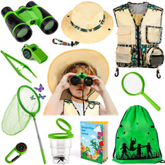 INNOCHEER kids explorer vest camouflage green with practical pockets for gear storage.