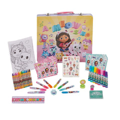 Innovative Designs Gabby’s Dollhouse deluxe activity set carrying tin keeps supplies organized for travel