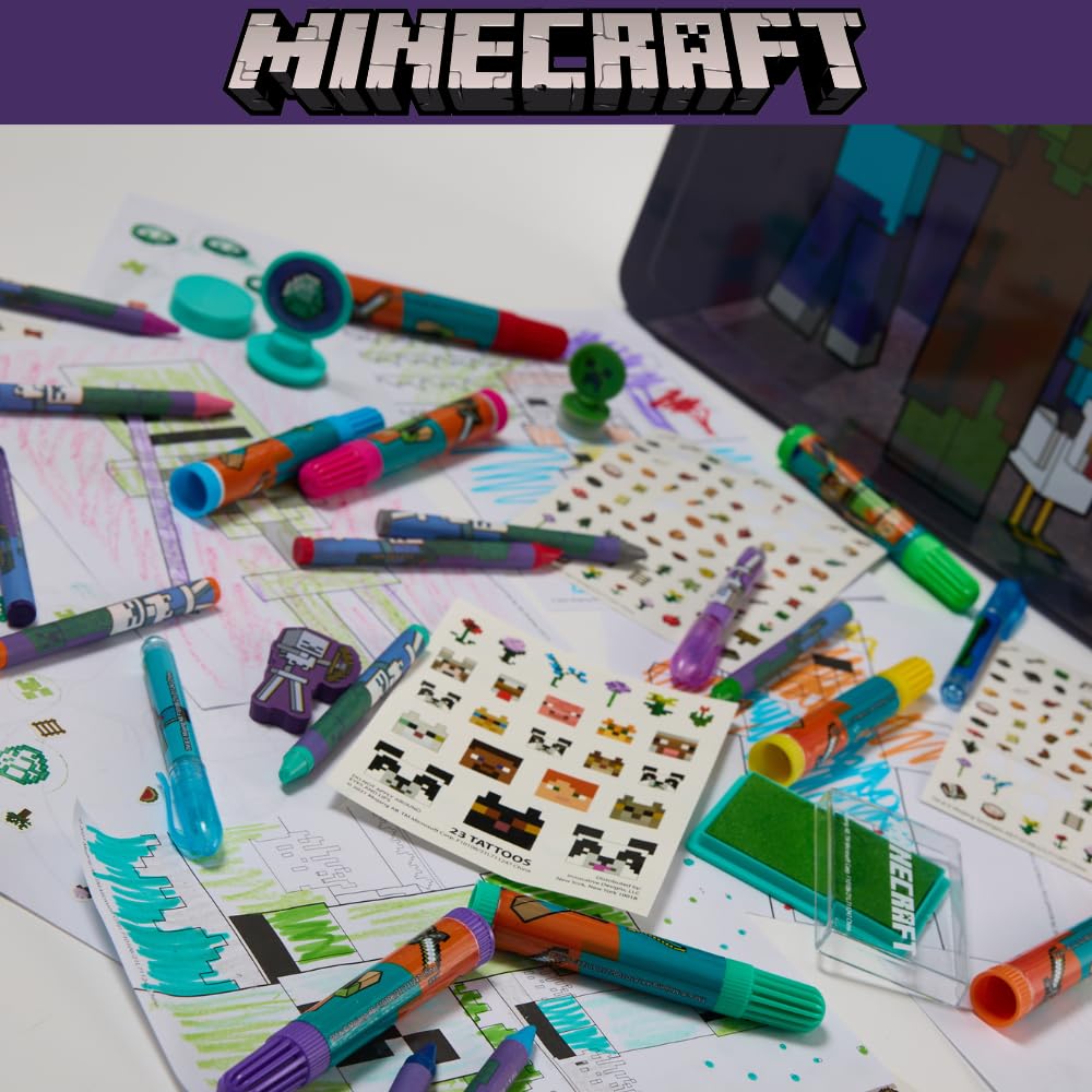 Innovative Designs Minecraft deluxe activity set on-the-go kit for travel-friendly art.