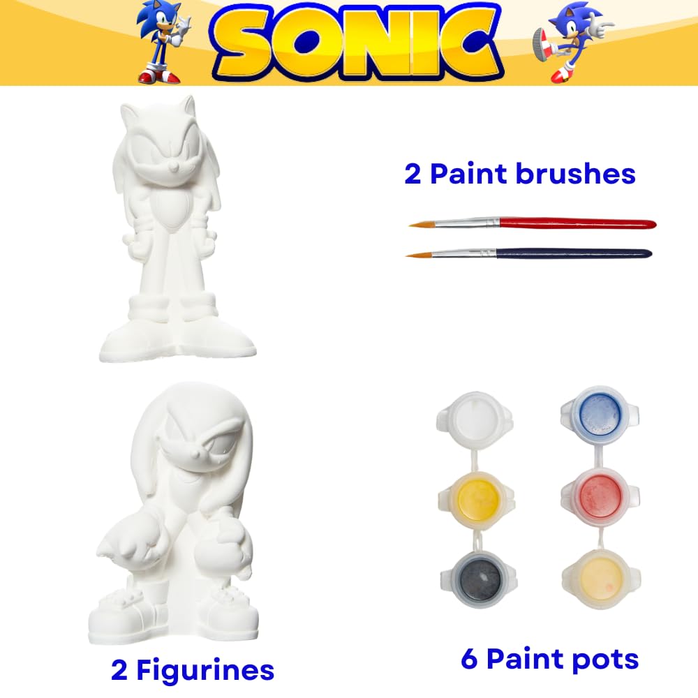 Innovative Designs Sonic figure ready-to-paint; encourages hands-on art and display afterward.