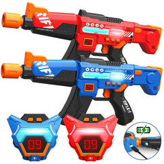 Inodoo laser tag guns 2-pack front view for family-friendly play and interactive battles.