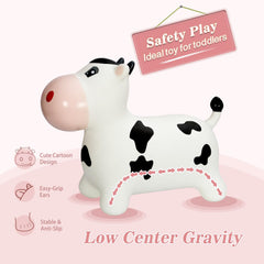 INPANY Bouncy Cow inflation valve detail shows quick, easy setup.