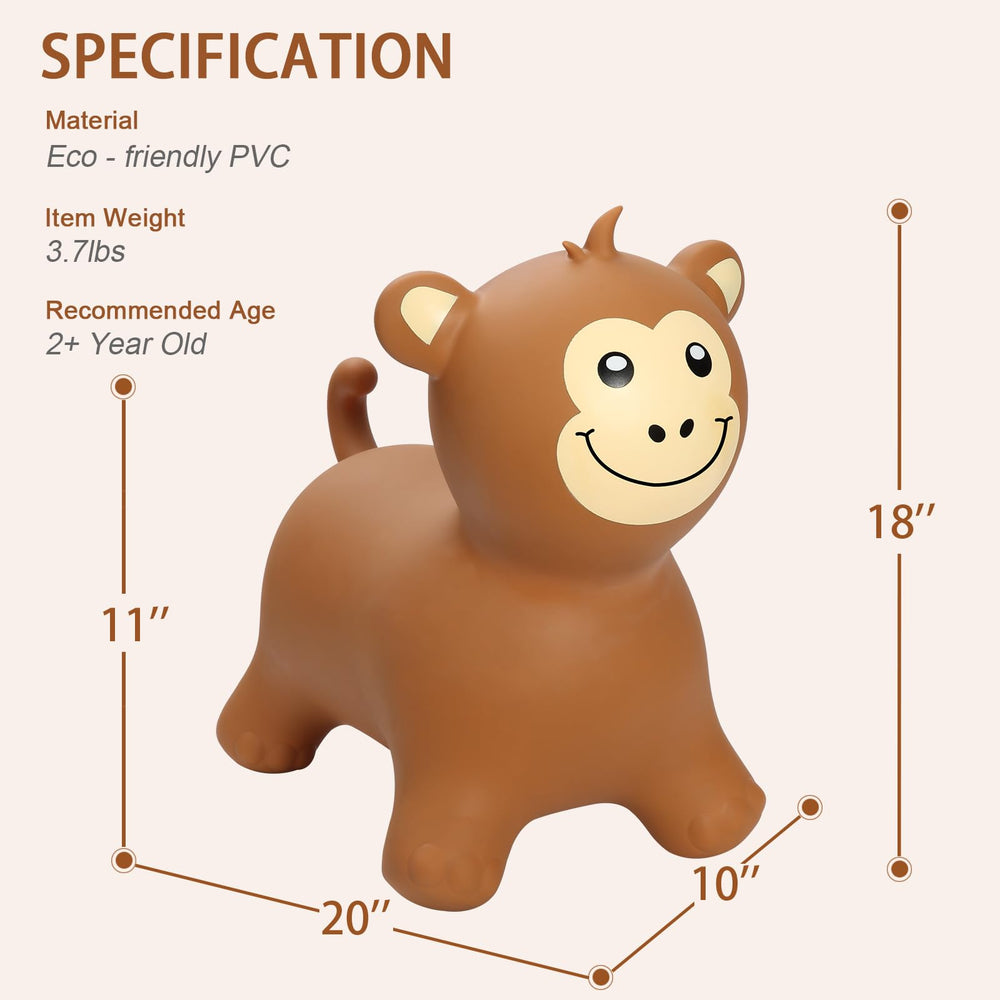 INPANY bouncy monkey hopper side view highlights stability and easy grip for toddlers