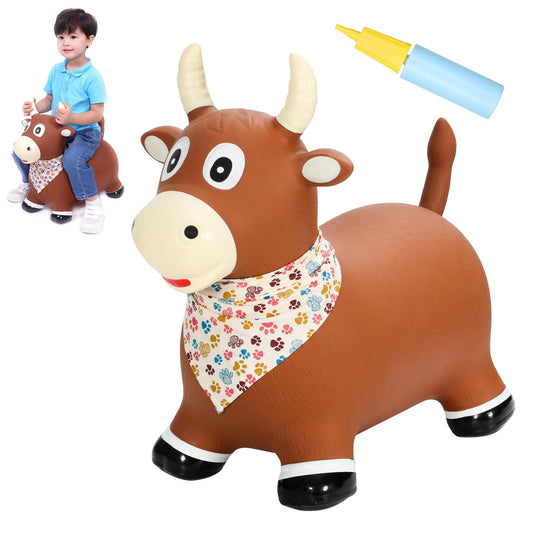 INPANY cow hopper side view showing sturdy ride-on toy for balance and fun