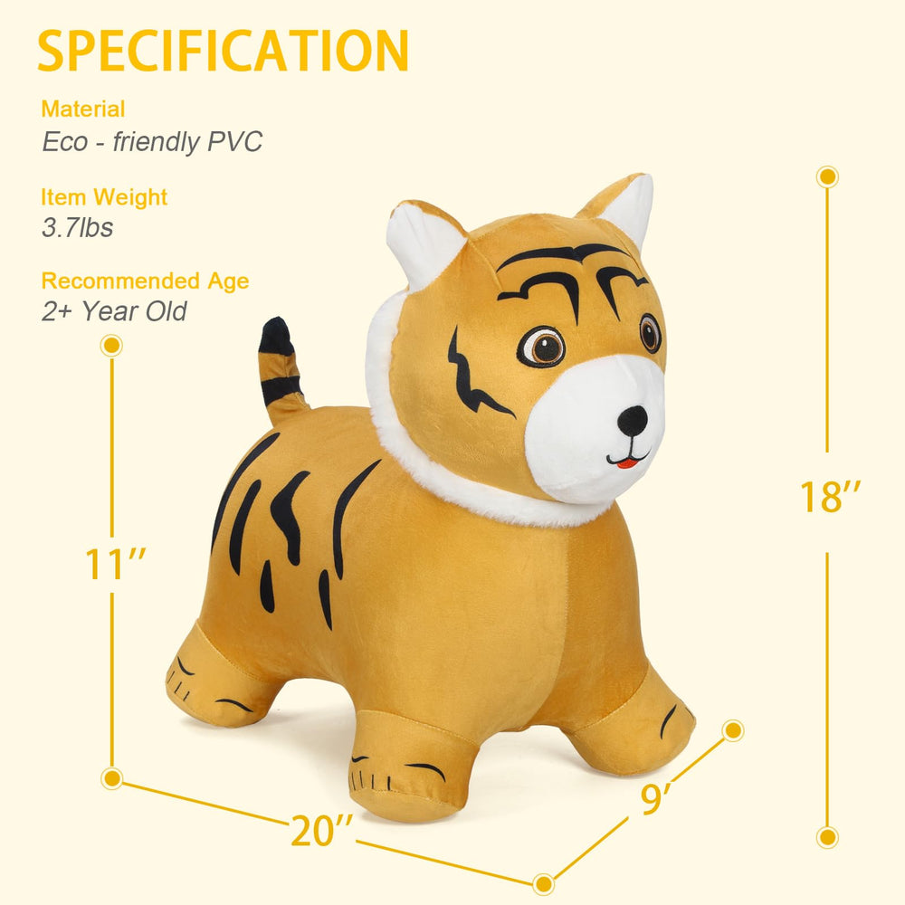 INPANY Tiger Bouncy Hopper inflated close-up showcases durable, safe construction for indoor use.