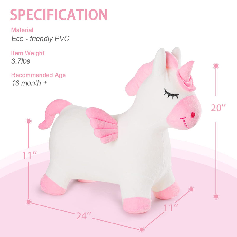 INPANY Unicorn Bouncy Horse top view, compact setup for easy storage.