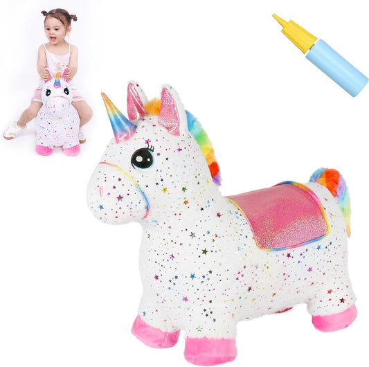INPANY Unicorn bouncy horse top view for engaging indoor and outdoor play.