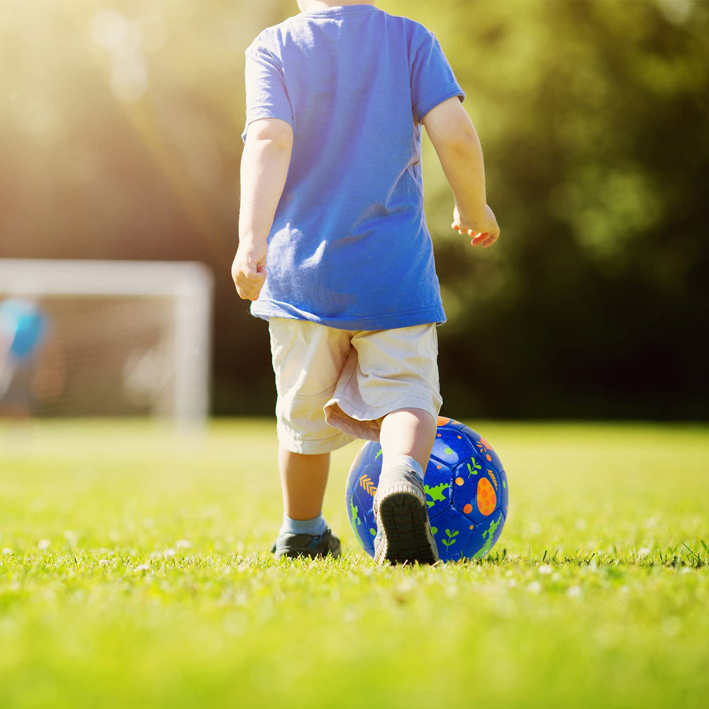 INPODAK Dinosaur Soccer Ball sized for ages 2-8 for beginners.