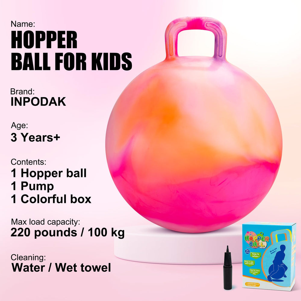 INPODAK Hopper Ball with pump and box for quick, easy setup.