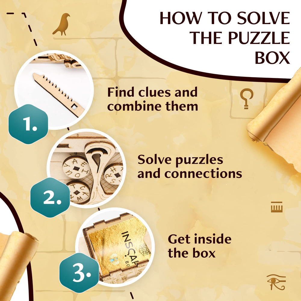 INSCAPE Hidden compartments puzzle box shows secret storage and playful mystery during play.