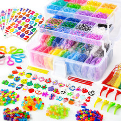 INSCRAFT 17500+ rubber bands with clear container for organized loom crafting