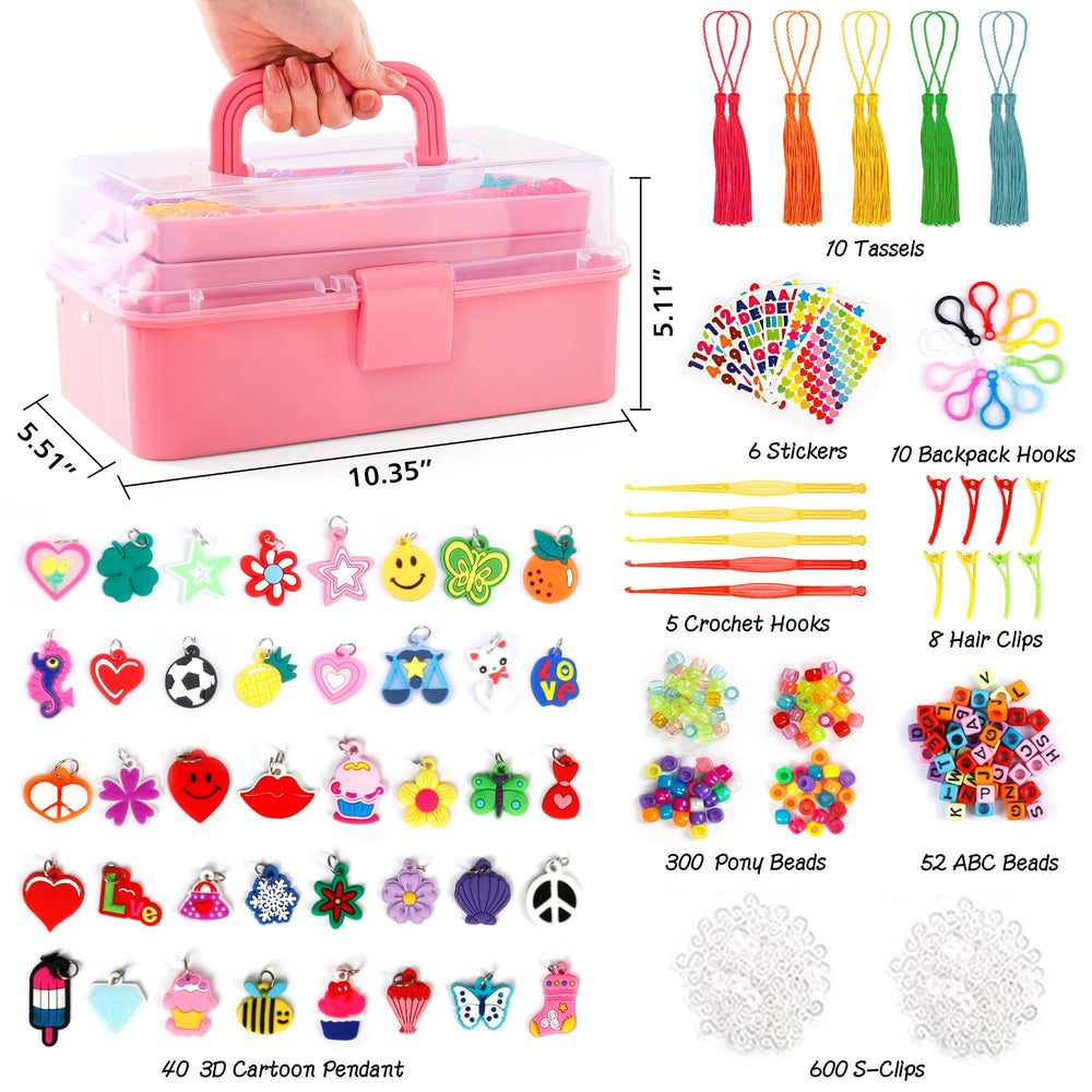 INSCRAFT rose-pink 3-layer container keeps bands organized and portable.