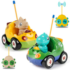 INSFUN Dino RC car front view shows colorful lights for engaging play