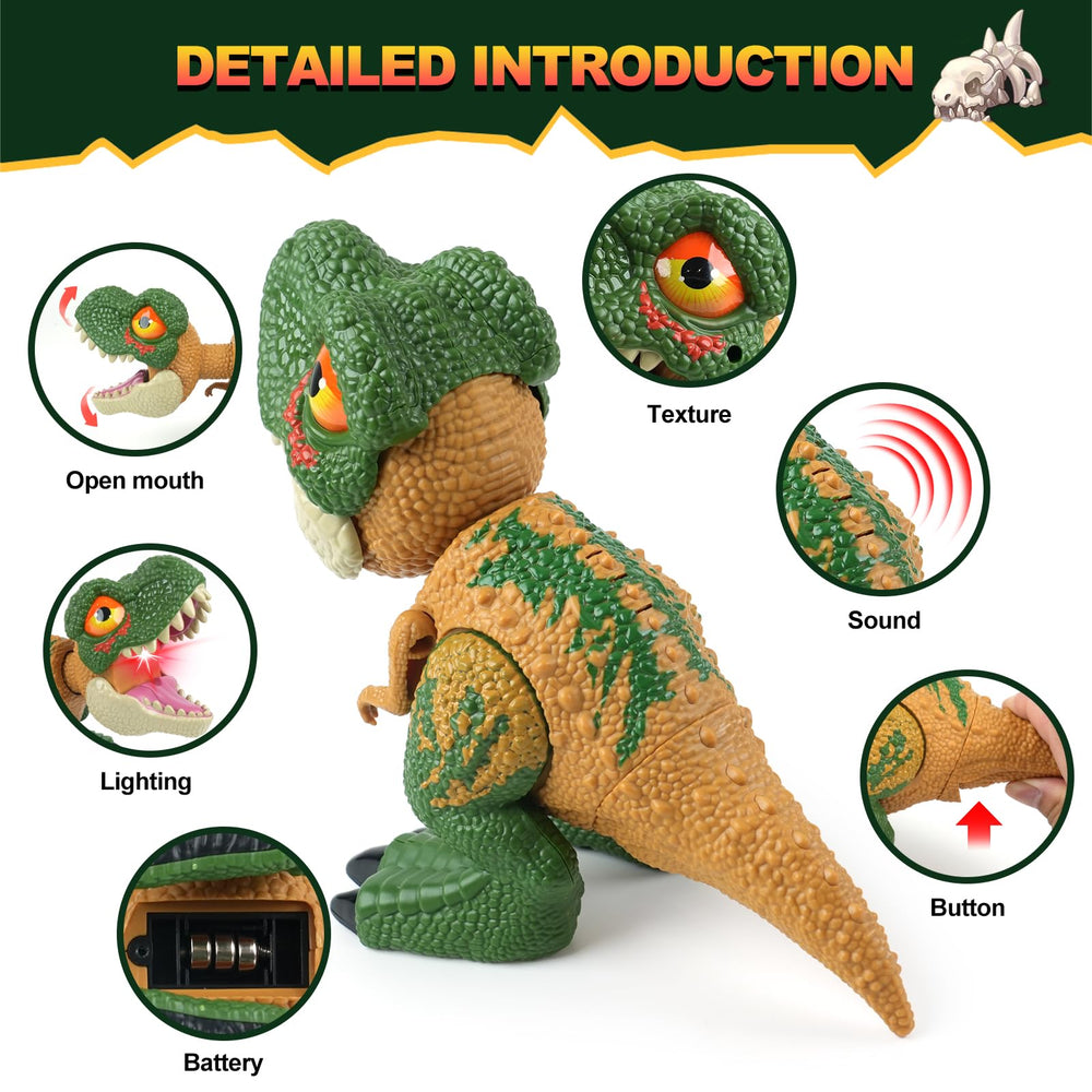 INSFUN dinosaur toy tail press activates movement for interactive role-play