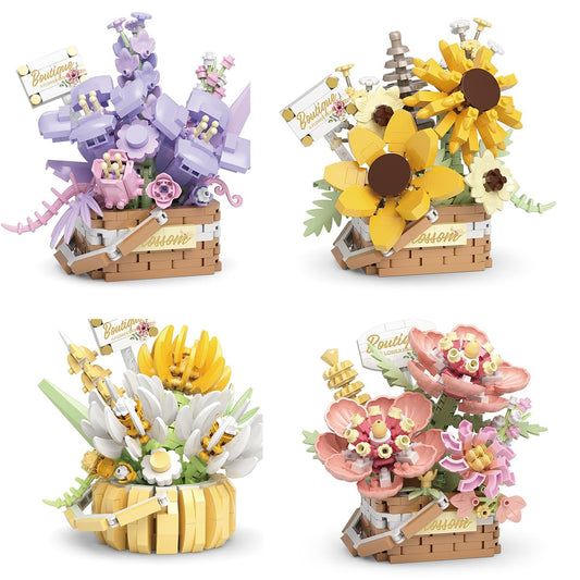 Insgen Flower Bouquet Building Kit with a lifelike rose arrangement for home decor.