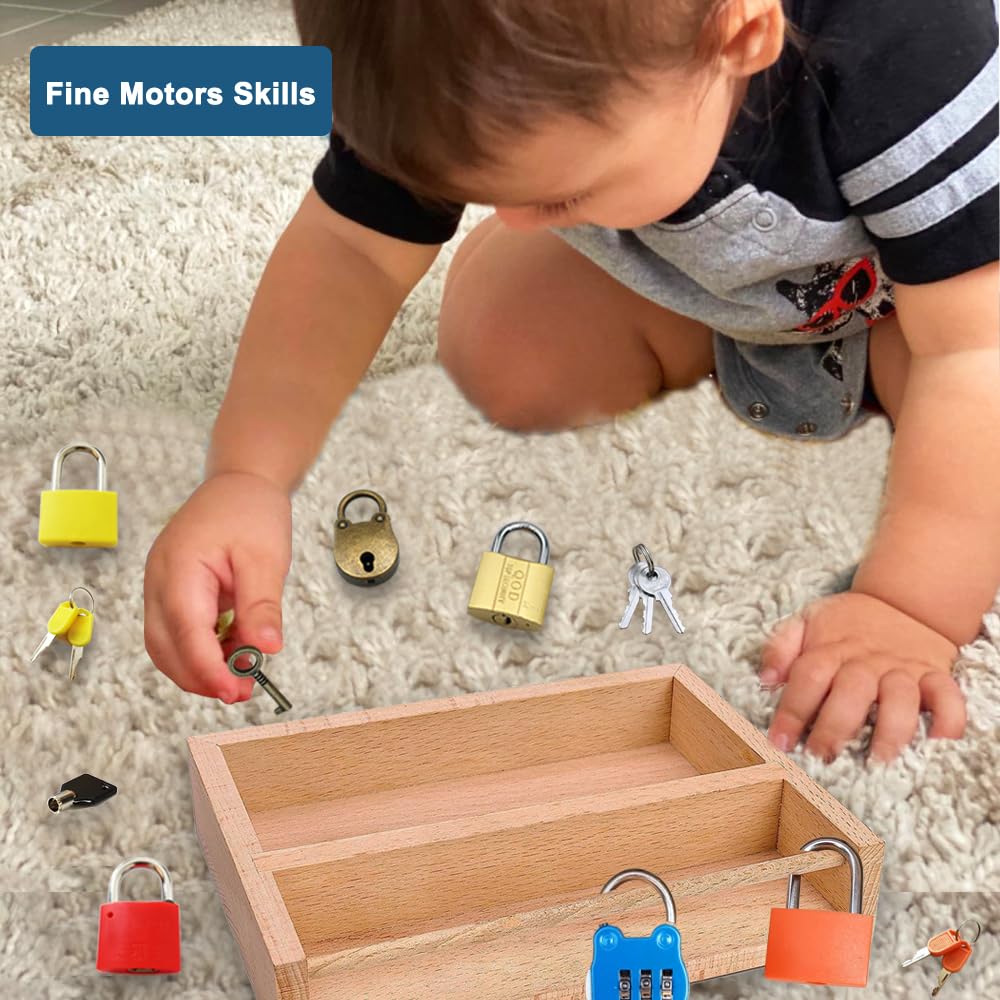 Inslat combination lock image shows practical life learning through puzzle play.