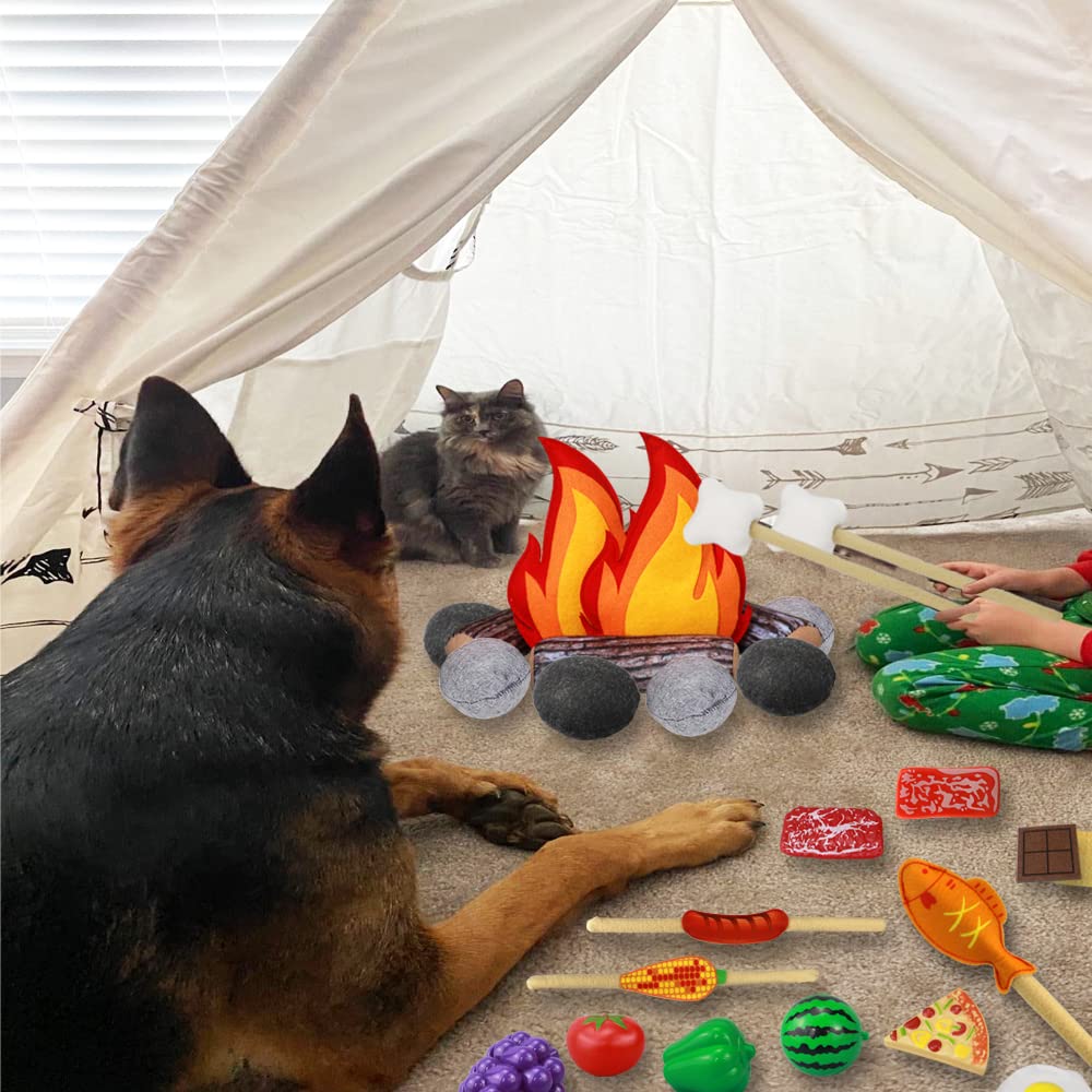 Inslat pretend campfire playset green mat for cozy camp area and safe practice.