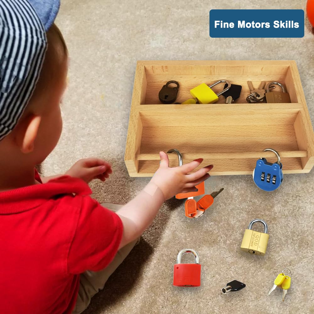 Inslat wooden tray storage view emphasizes organized, easy cleanup for kids.