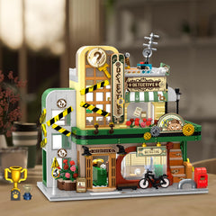 INSOON Detective Agency Building Set LED lighting highlights night-time mystery