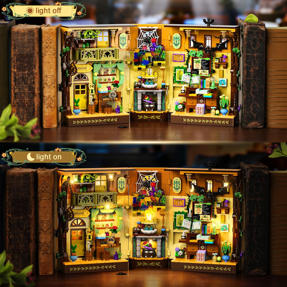 INSOON Magic Herb Booknook webs and bats add fantasy detail.