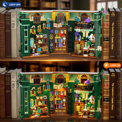 INSOON Magic Owl Station closed enchanted book display blends with shelves.