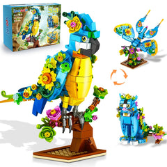 INSOON 3-in-1 parrot figure with floral accents for imaginative play