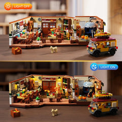 INSOON City Street Pizza Building Set retro pizza truck adds nostalgic charm to any architectural model collection