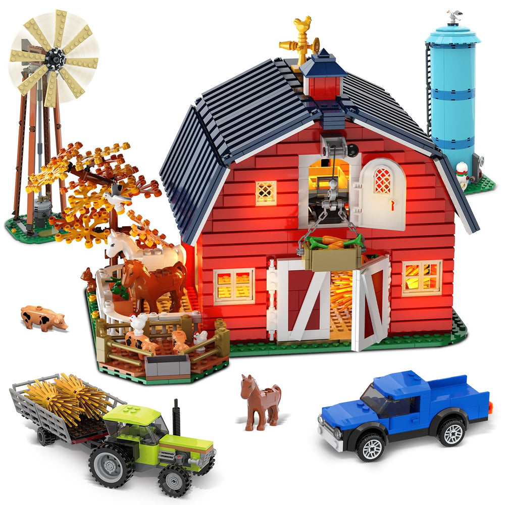 INSOON Western Farm Barn assembly shows modular design for versatile play setups.