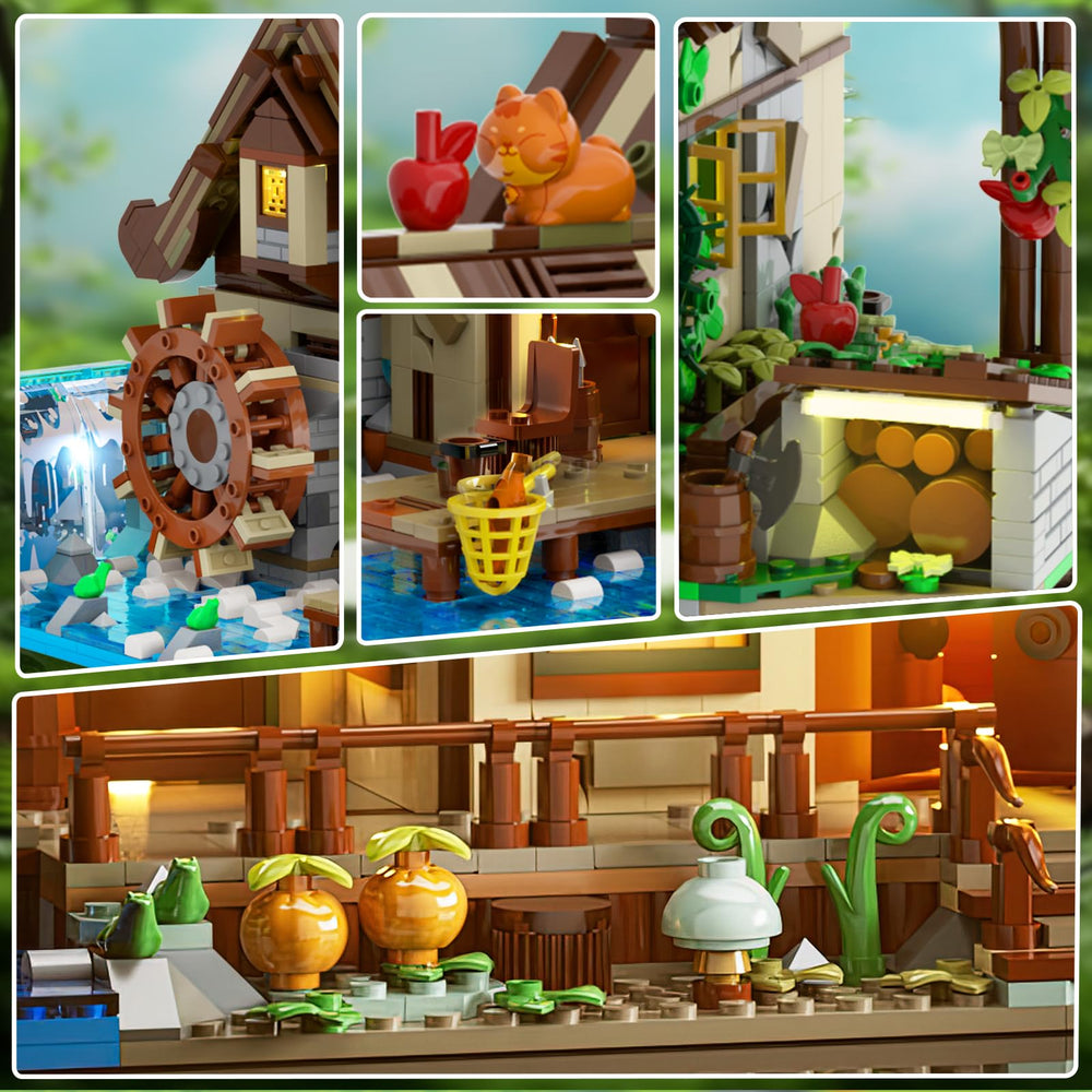 INSOON Wood Cabin Building Set living room area for cozy scenes