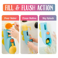 Inspiration Play Fill N' Splash Submarine balls-floating capture kids' attention during bath.
