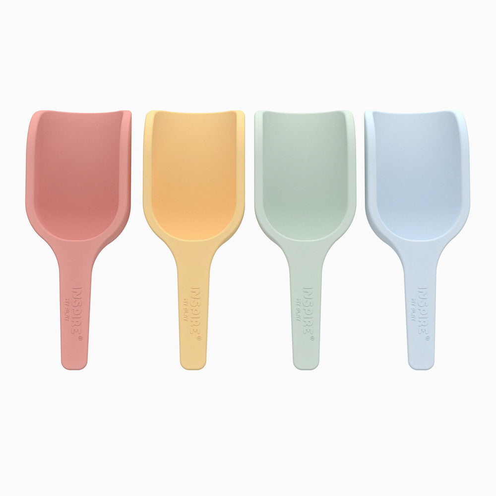 Inspire My Play mini scoops in pastel colors for easy bead transfer and sorting