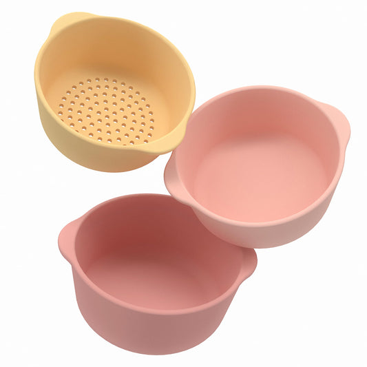 Inspire My Play nesting bowls coral set for organized mess-free play sessions.